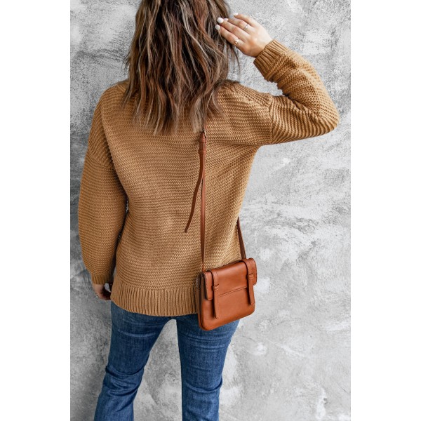 Khaki Cozy Long Sleeves Turtleneck Sweater