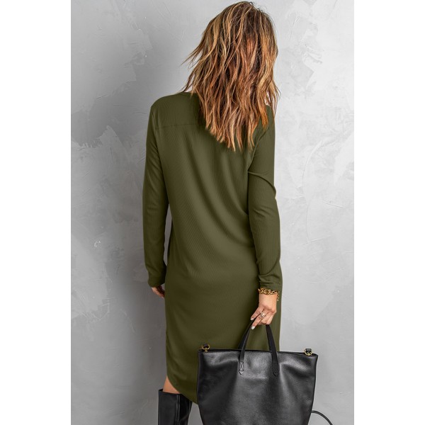 Selected Button Down Pocketed High Low Cardigan