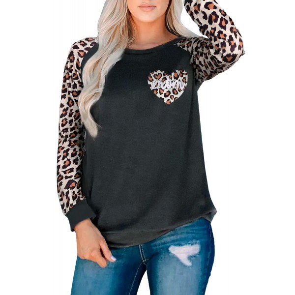 Leopard Mom Heart Raglan Sweatshirt