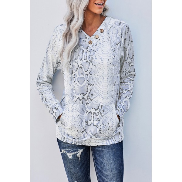 Snake Print Kangaroo Pocket Hoodie