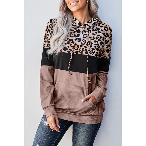 Leopard Tie Dye Colorblock Hoodie