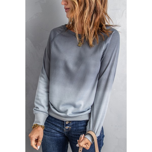 Gray Ombre Crewneck Long Sleeve Sweatshirt