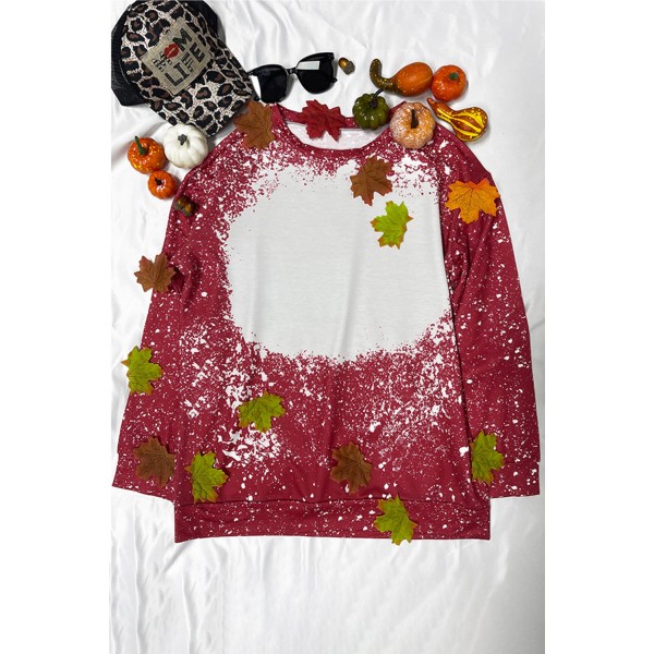 Red Tie-dyed Crew Neck Pullover Sweatshirt