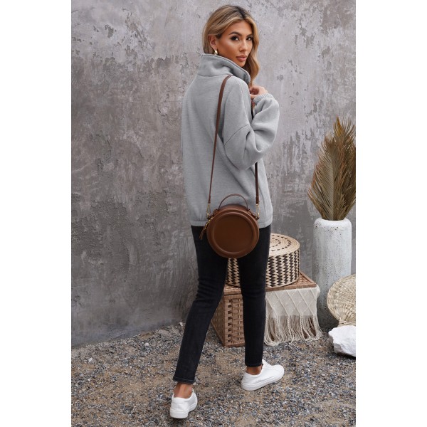 Gray Zipped Collar Sweatshirt