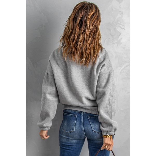 Gray Zipped Collar Sweatshirt