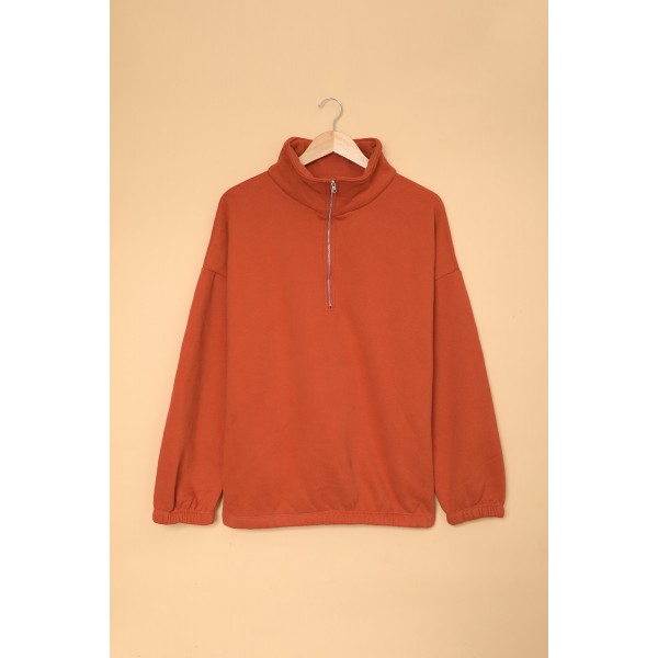 Zipped Collar Sweatshirt