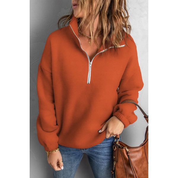 Zipped Collar Sweatshirt