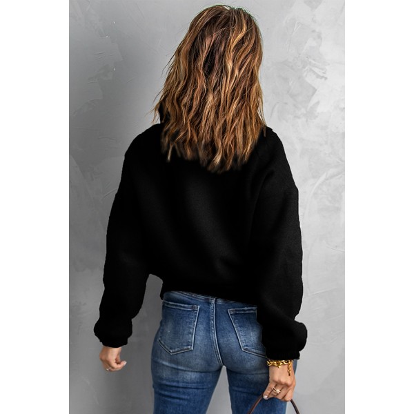 Black Zipped Collar Sweatshirt