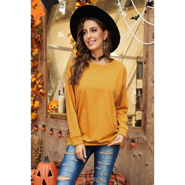 Crew Neck Ribbed Oversized Sweatshirt