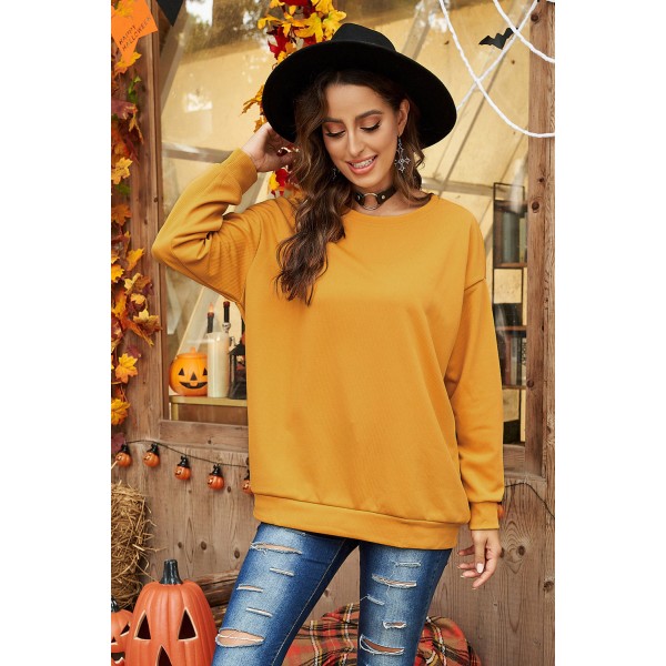Crew Neck Ribbed Oversized Sweatshirt