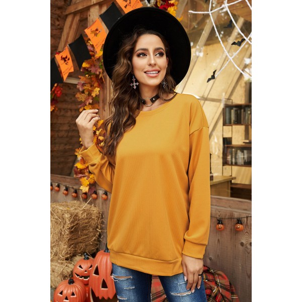 Crew Neck Ribbed Oversized Sweatshirt