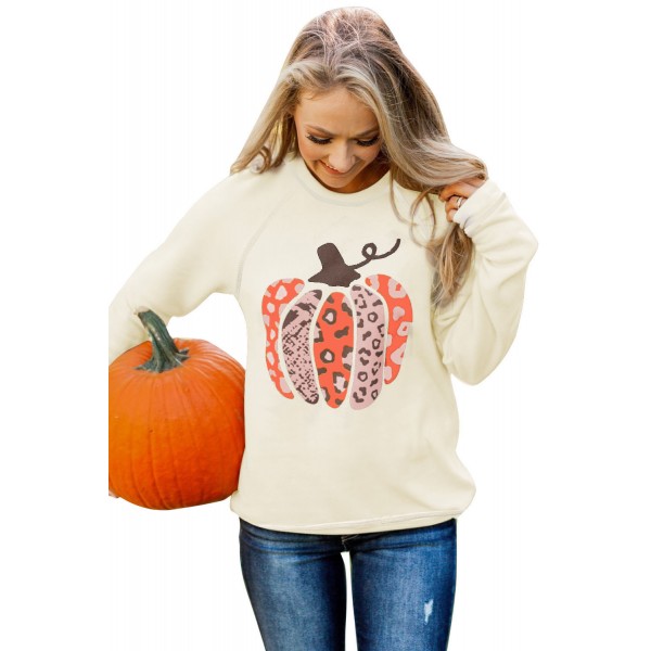 Halloween Pumpkin Graphic Pullover Sweatshirt