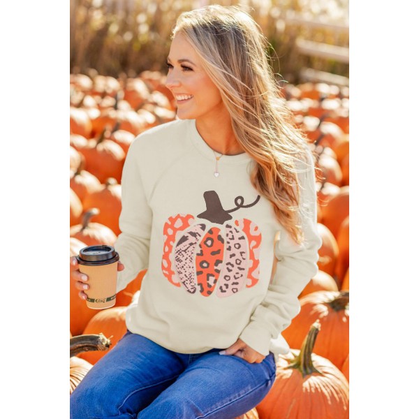 Halloween Pumpkin Graphic Pullover Sweatshirt