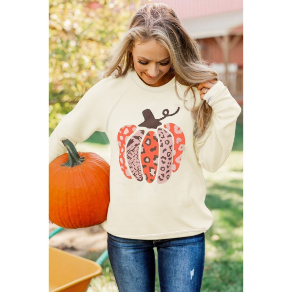 Halloween Pumpkin Graphic Pullover Sweatshirt