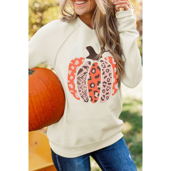 Halloween Pumpkin Graphic Pullover Sweatshirt