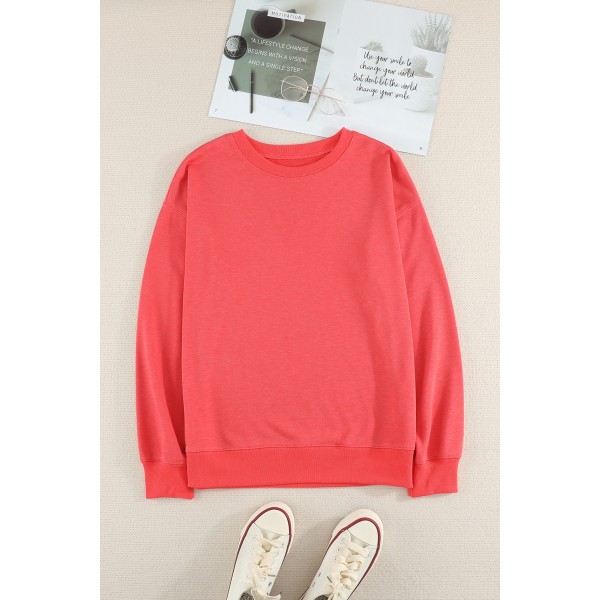 Plain Crew Neck Pullover Sweatshirt