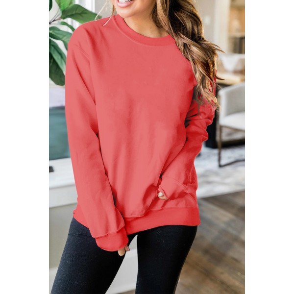 Plain Crew Neck Pullover Sweatshirt