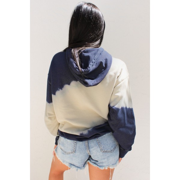 Hooded Tie Dye Print Pocket Casual Sweatshirt