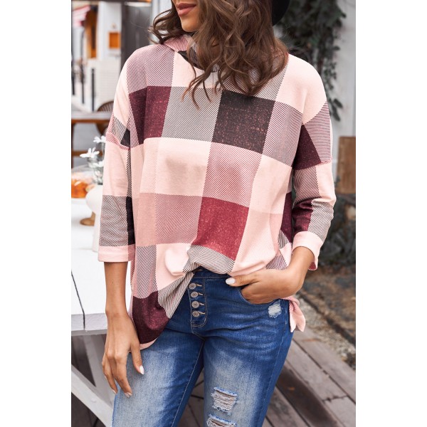 Oversize Checkered Pullover Hoodie