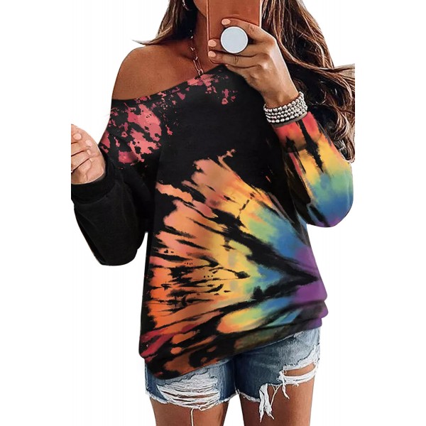 Tie-dyed Print Crew Neck Pullover Sweatshirt