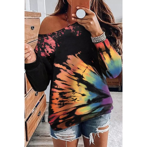 Tie-dyed Print Crew Neck Pullover Sweatshirt