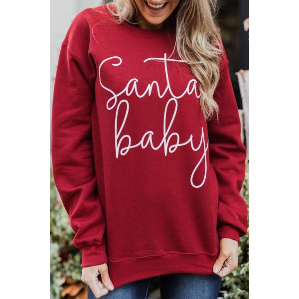 Christmas Santa Baby Print Pullover Sweatshirt