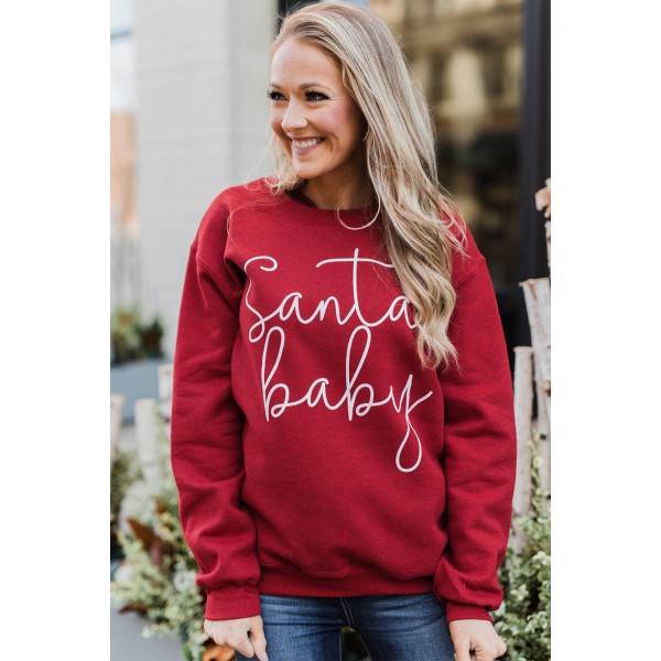 Christmas Santa Baby Print Pullover Sweatshirt