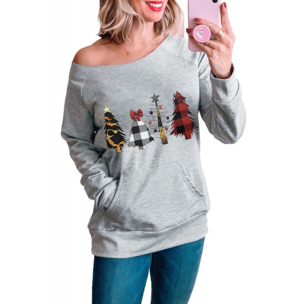 Plaid Christmas Tree Grey Sweatshirt