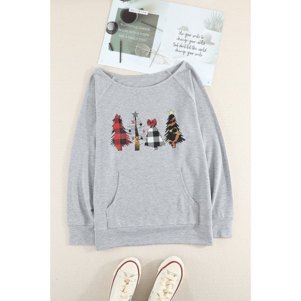 Plaid Christmas Tree Grey Sweatshirt