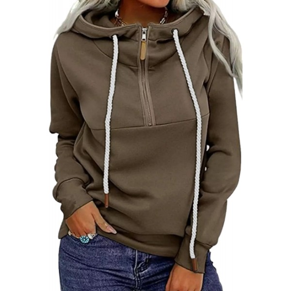 Zipper Drawstring Long Sleeve Hoodie