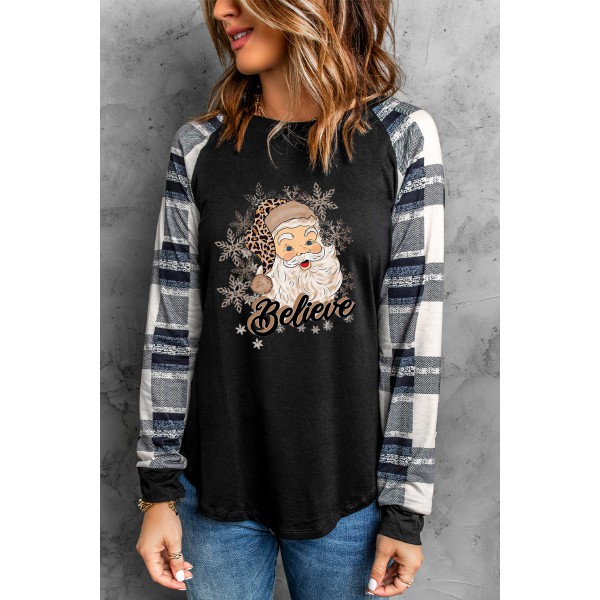 Believe Christmas Santa Graphic Pullover Top