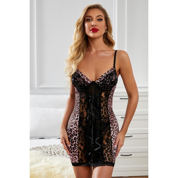 Leopard Animal Print Spaghetti Straps Chemise
