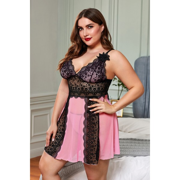 Sweet Pink Lace Nightdress Babydoll