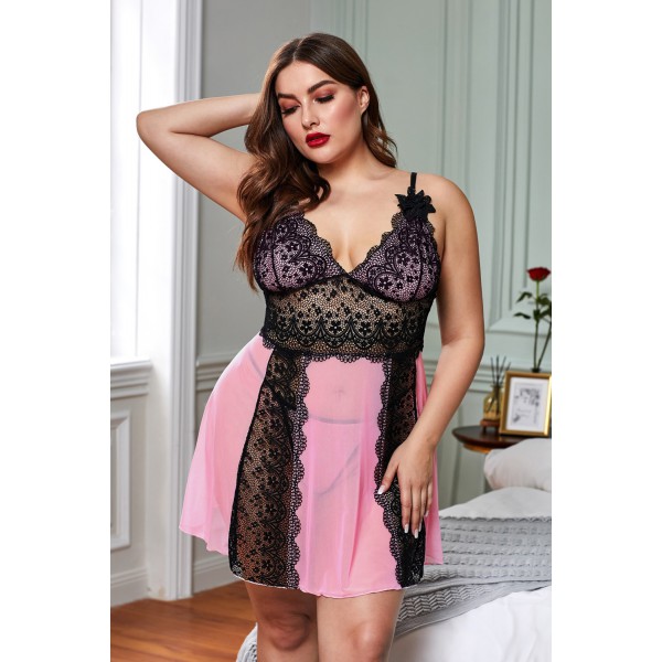 Sweet Pink Lace Nightdress Babydoll