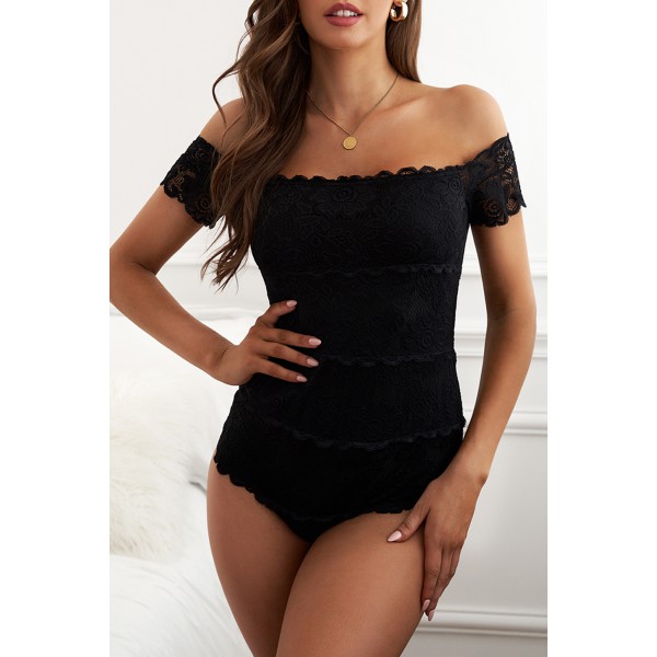 Black Lace off Shoulder Bodysuit