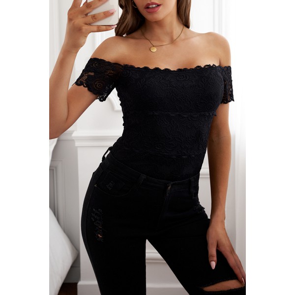 Black Lace off Shoulder Bodysuit