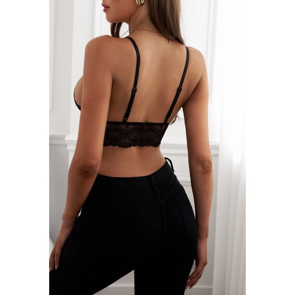 Sexy Scalloped Lace Strappy Caged Lingerie Bra