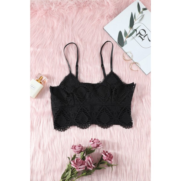 Black Patterned Lace Bralette