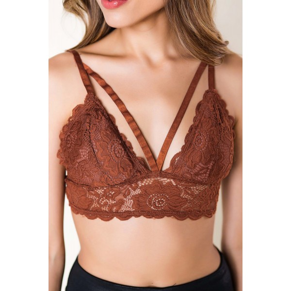 Red Adjustable Strappy Lace Bralette
