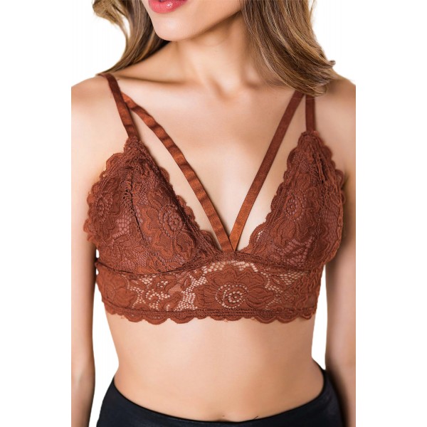 Red Adjustable Strappy Lace Bralette
