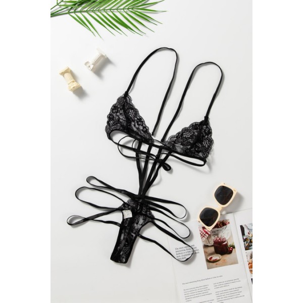 Black Tease Me Lace Teddy