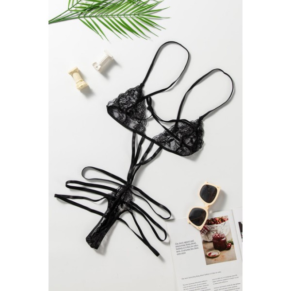 Black Tease Me Lace Teddy