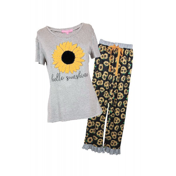 Sunflower hello sunshine Print Tee and Pants Lounge Set