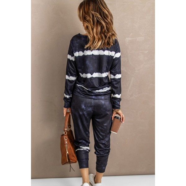 Black Stripes Long Sleeves and Joggers Lounge Set