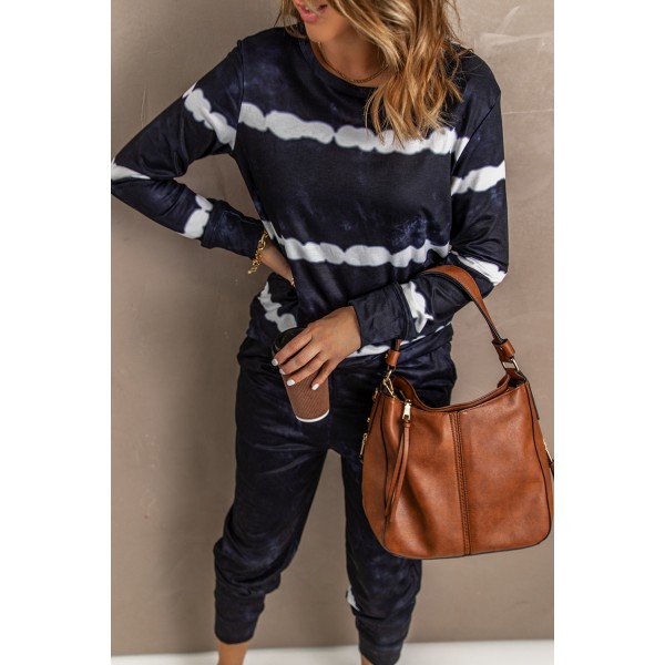 Black Stripes Long Sleeves and Joggers Lounge Set