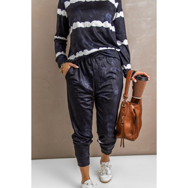 Black Stripes Long Sleeves and Joggers Lounge Set