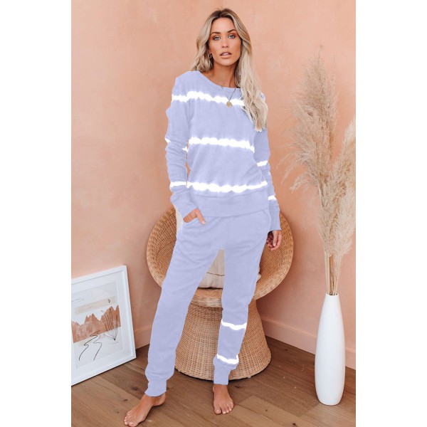 Violet Stripes Long Sleeves and Joggers Lounge Set