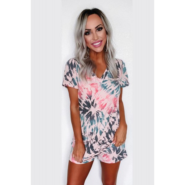 Tie Dye Shift Tee and Shorts Loungewear
