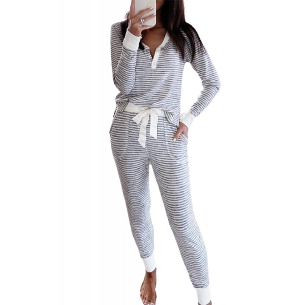 Gray Striped Long Sleeves and Joggers Set