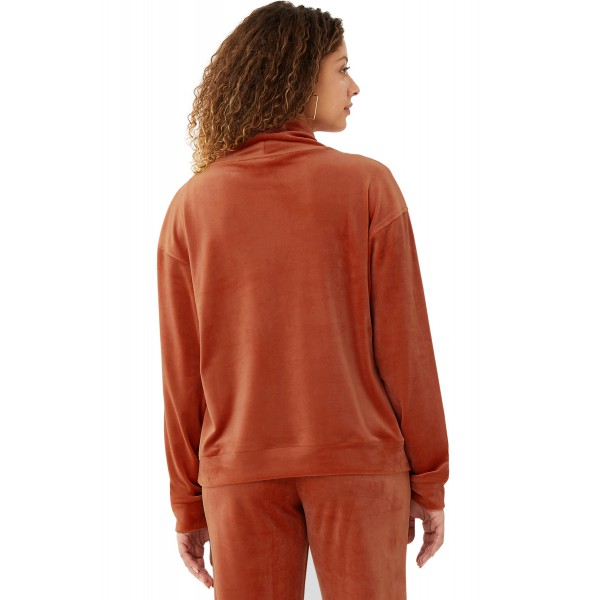 Funnel Neck Velour Sweatshirt and Pants Lounge Set